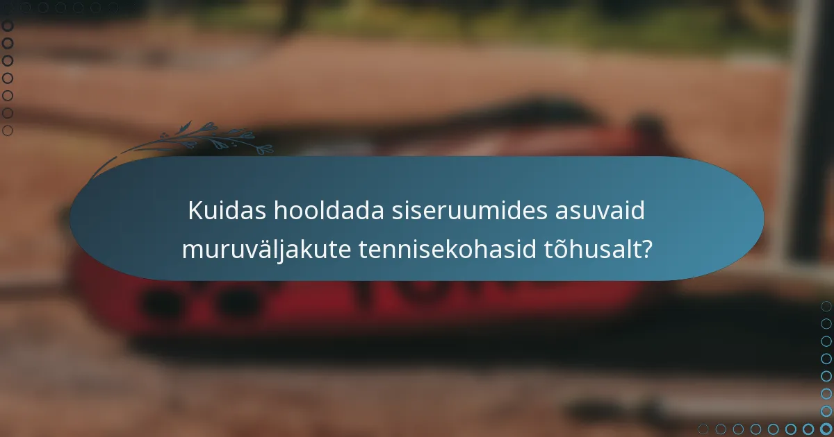 Kuidas hooldada siseruumides asuvaid muruväljakute tennisekohasid tõhusalt?