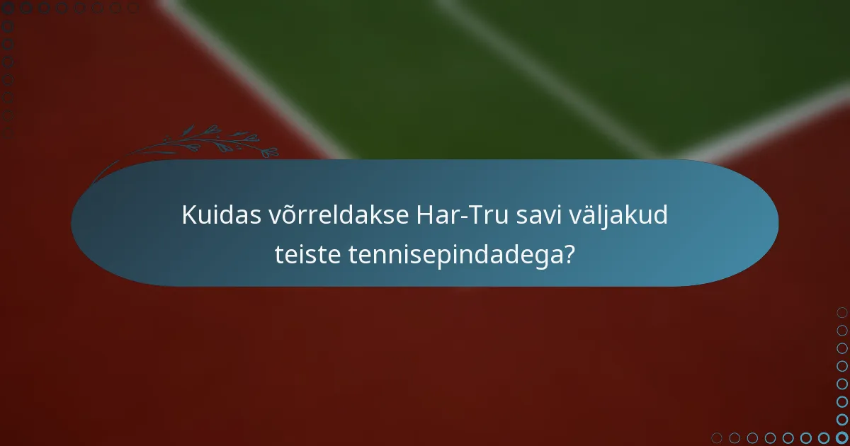 Kuidas võrreldakse Har-Tru savi väljakud teiste tennisepindadega?
