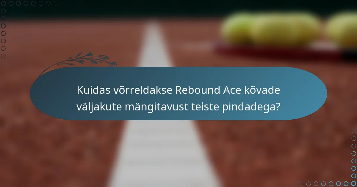 Kuidas võrreldakse Rebound Ace kõvade väljakute mängitavust teiste pindadega?