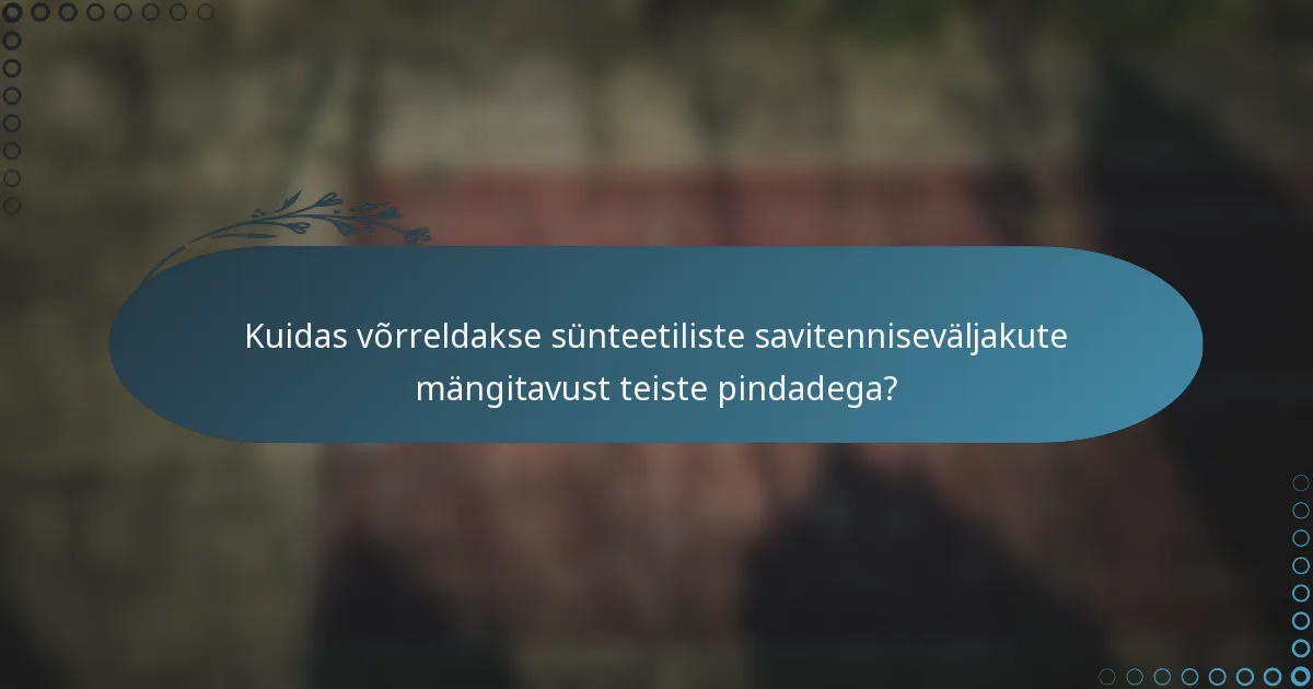 Kuidas võrreldakse sünteetiliste savitenniseväljakute mängitavust teiste pindadega?