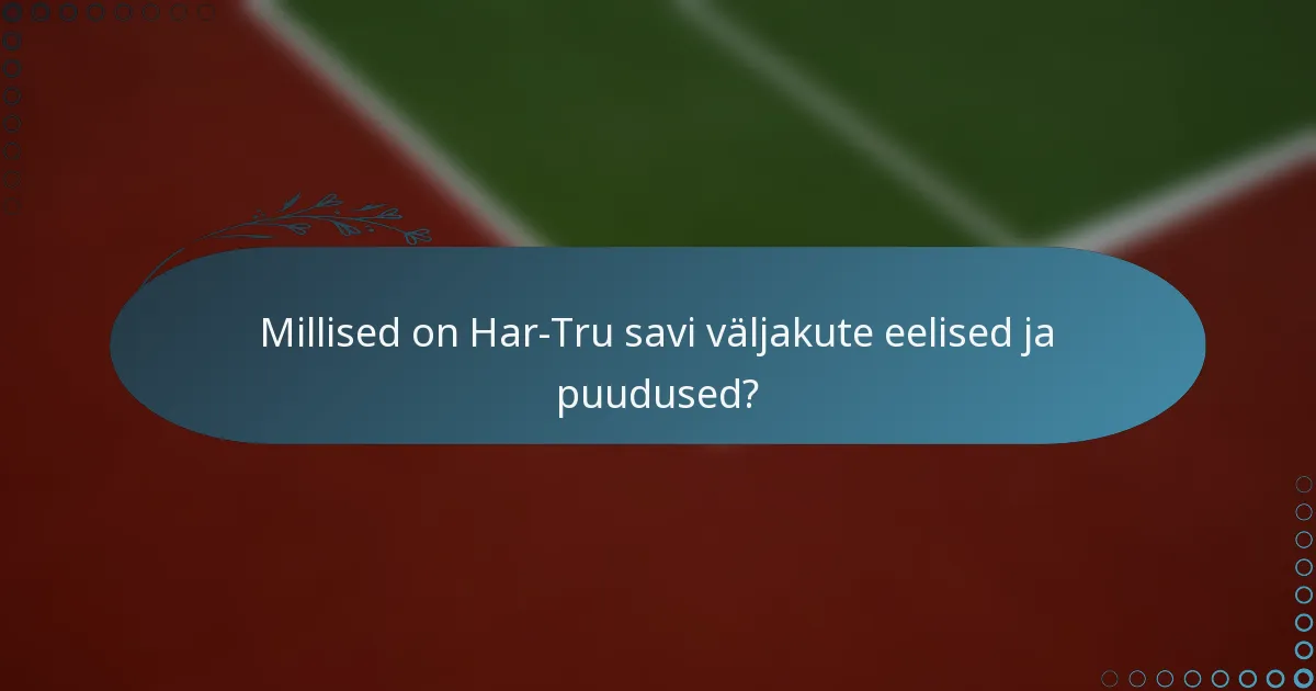 Millised on Har-Tru savi väljakute eelised ja puudused?