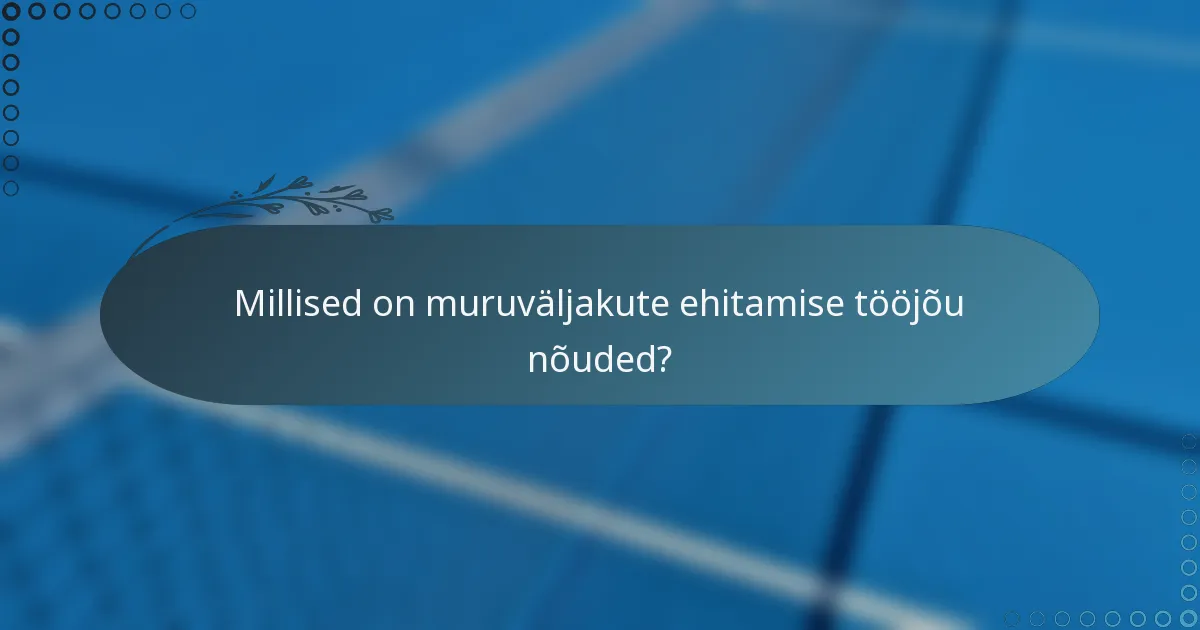 Millised on muruväljakute ehitamise tööjõu nõuded?