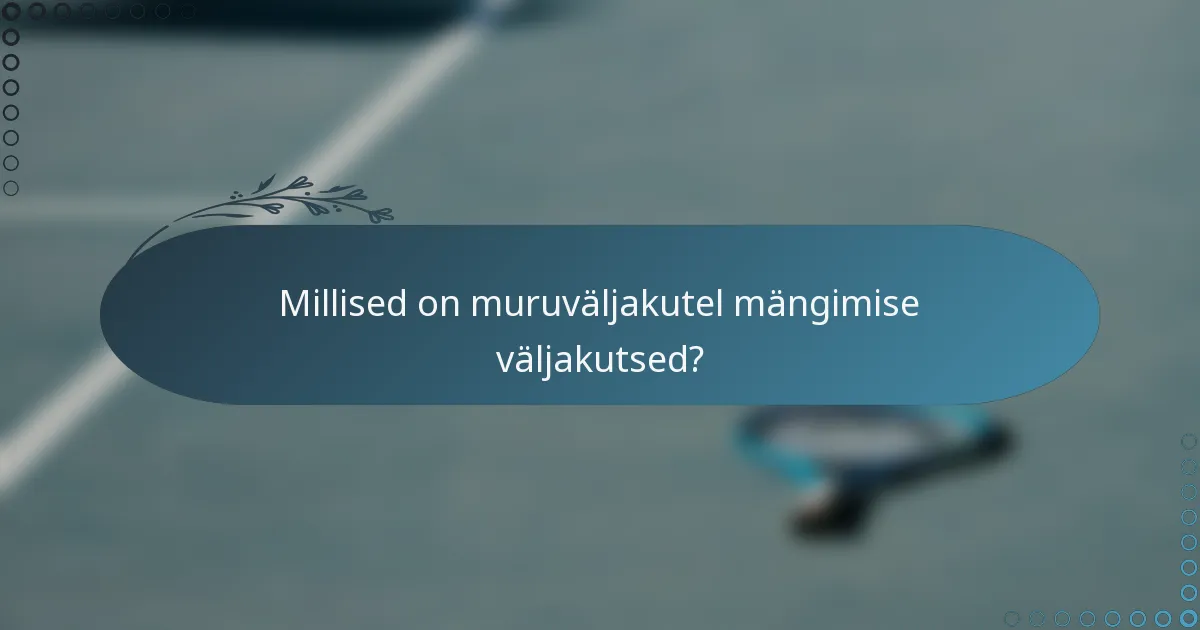 Millised on muruväljakutel mängimise väljakutsed?