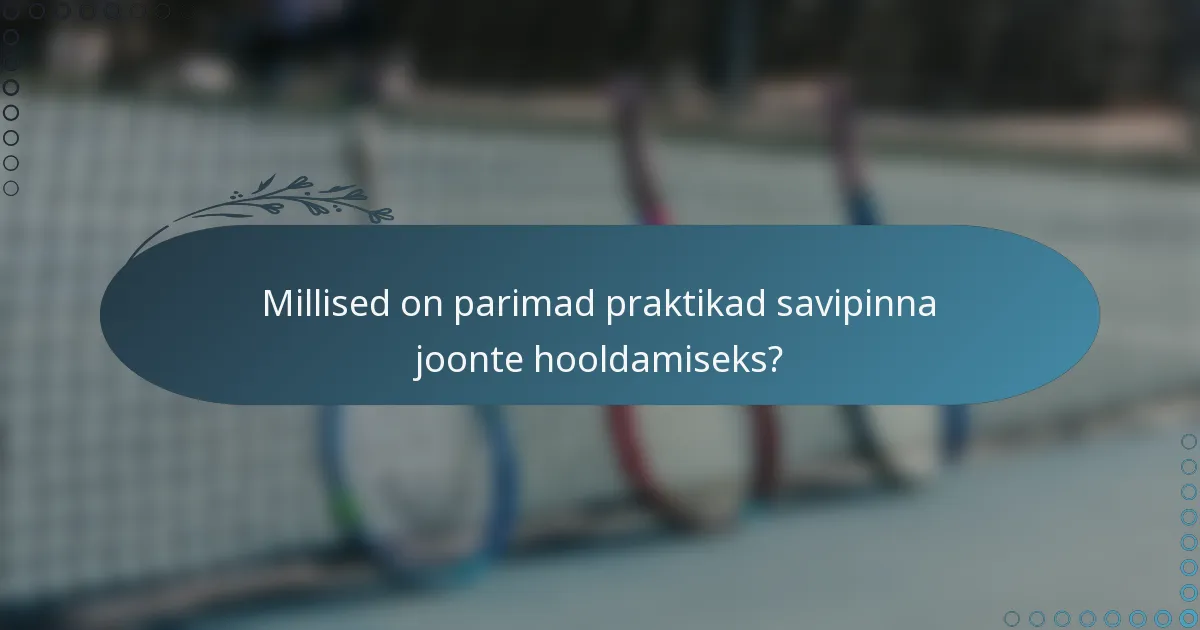 Millised on parimad praktikad savipinna joonte hooldamiseks?