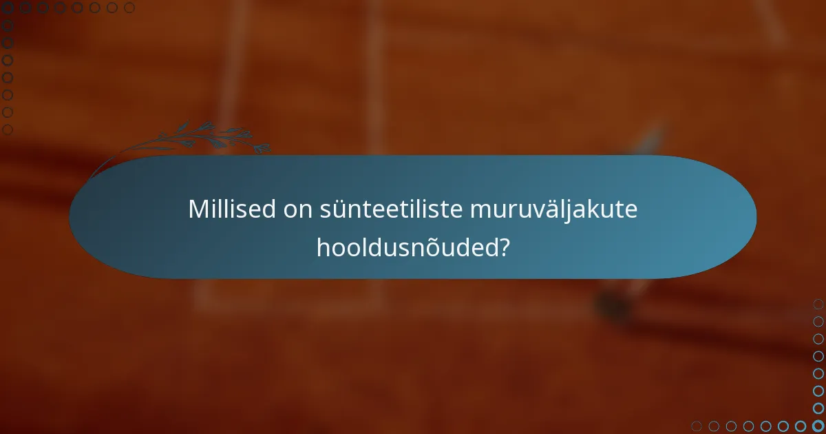 Millised on sünteetiliste muruväljakute hooldusnõuded?