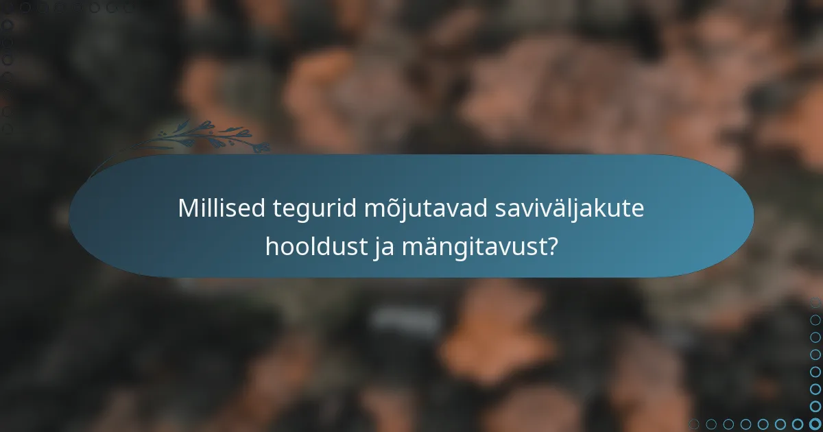 Millised tegurid mõjutavad saviväljakute hooldust ja mängitavust?