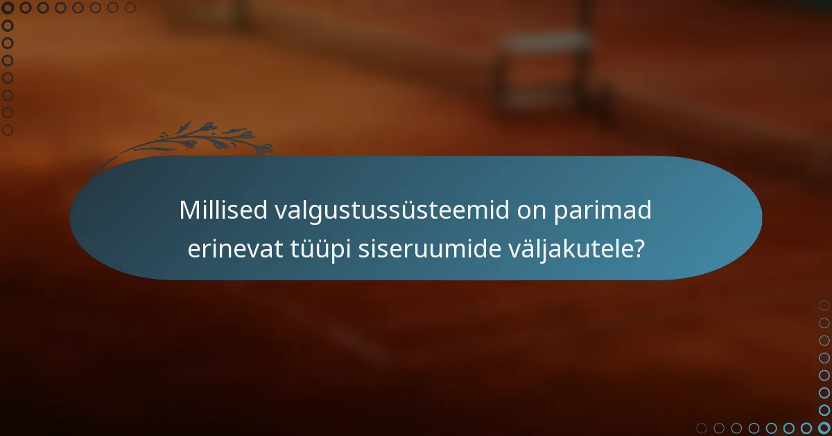 Millised valgustussüsteemid on parimad erinevat tüüpi siseruumide väljakutele?
