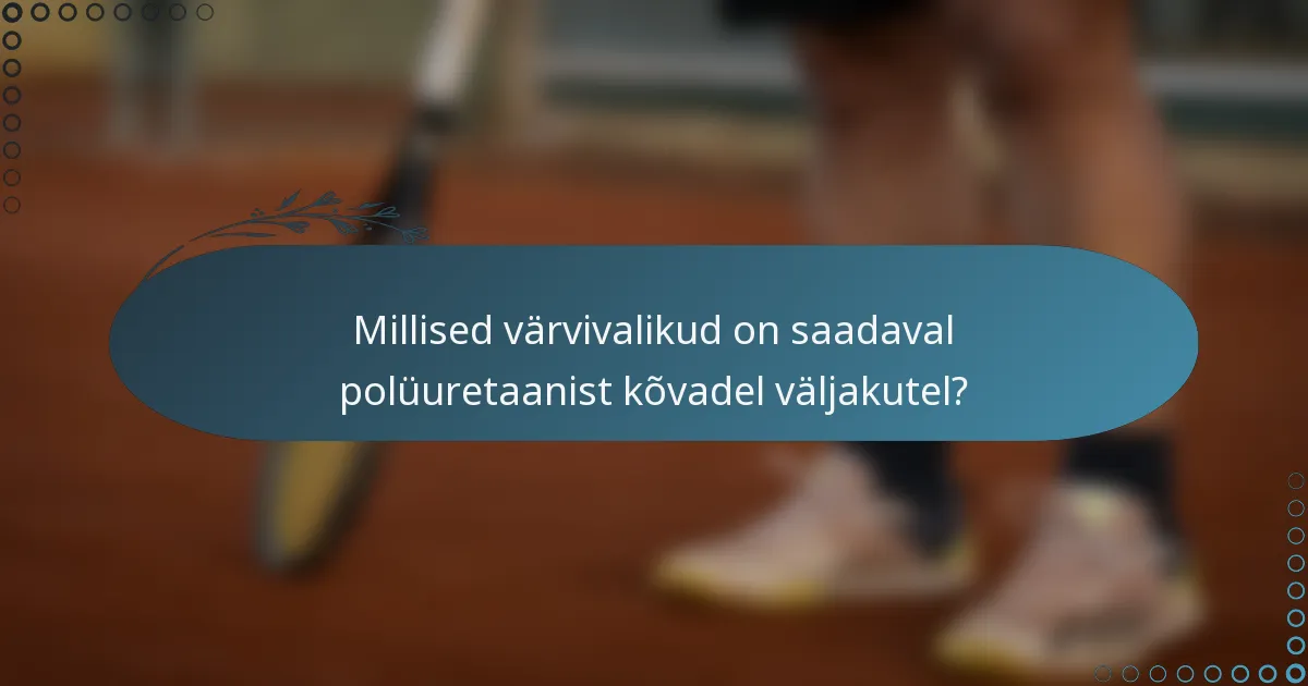 Millised värvivalikud on saadaval polüuretaanist kõvadel väljakutel?
