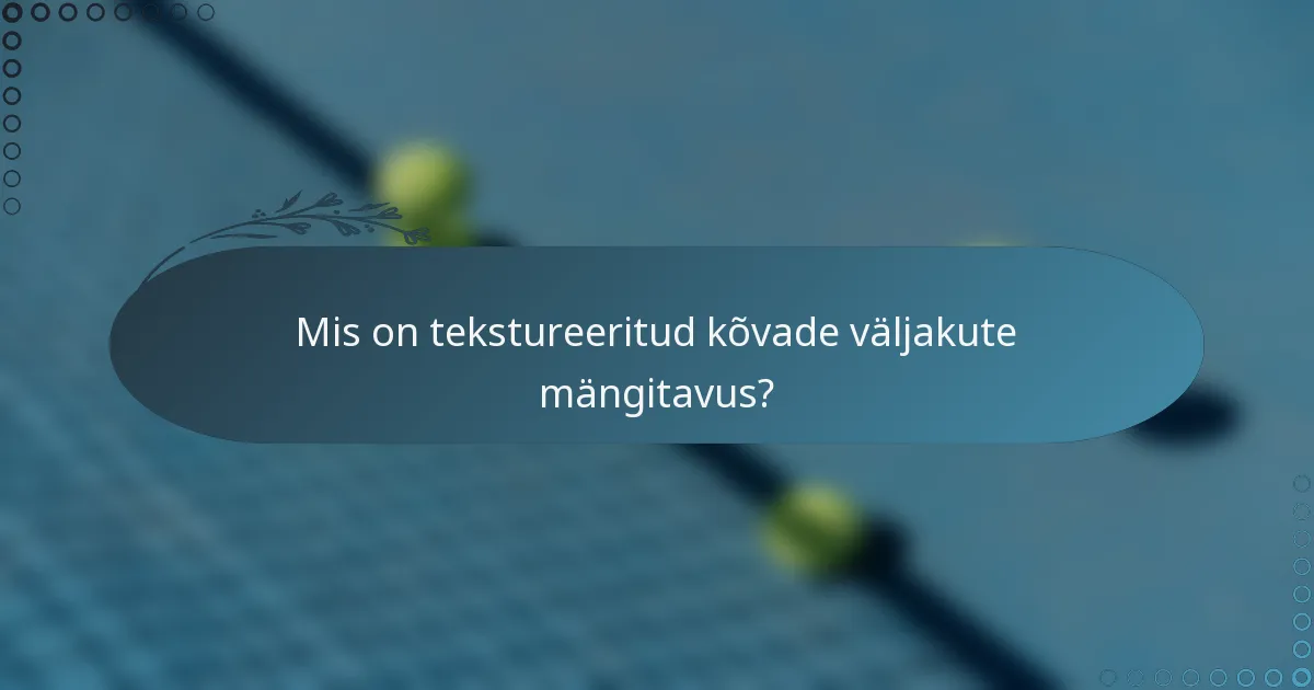 Mis on tekstureeritud kõvade väljakute mängitavus?